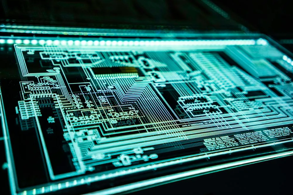Glowing blue circuit pattern on a dark screen, representing personal data and online privacy